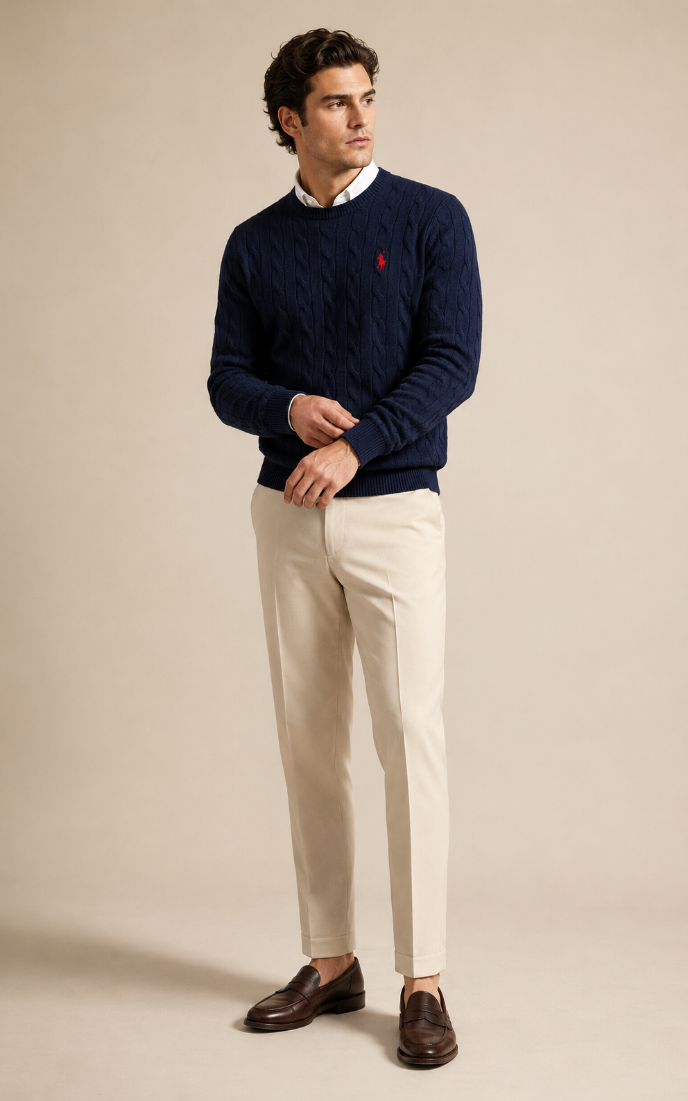 Heritage Zopfmuster-Pullover mit Rundhalsausschnitt
