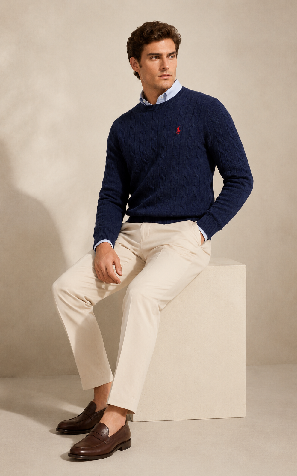 Heritage Zopfmuster-Pullover mit Rundhalsausschnitt