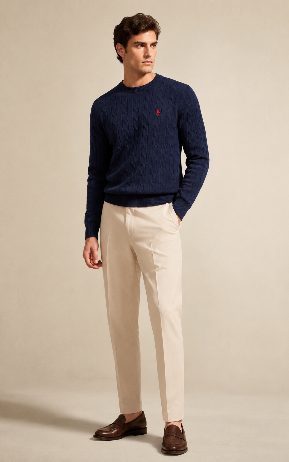 Heritage Zopfmuster-Pullover mit Rundhalsausschnitt
