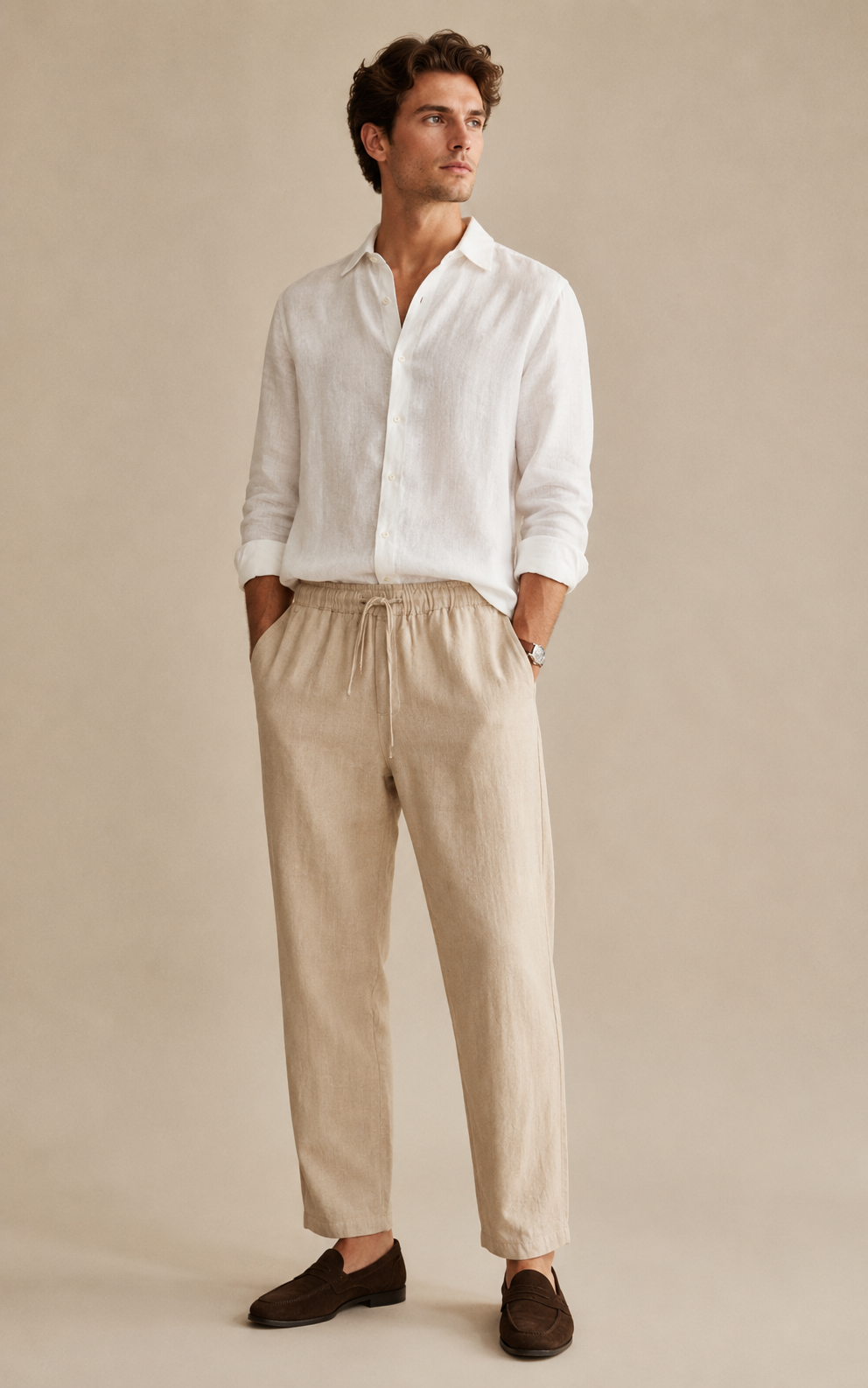 Relaxed Leinen-Mix Hose mit Kordelzug