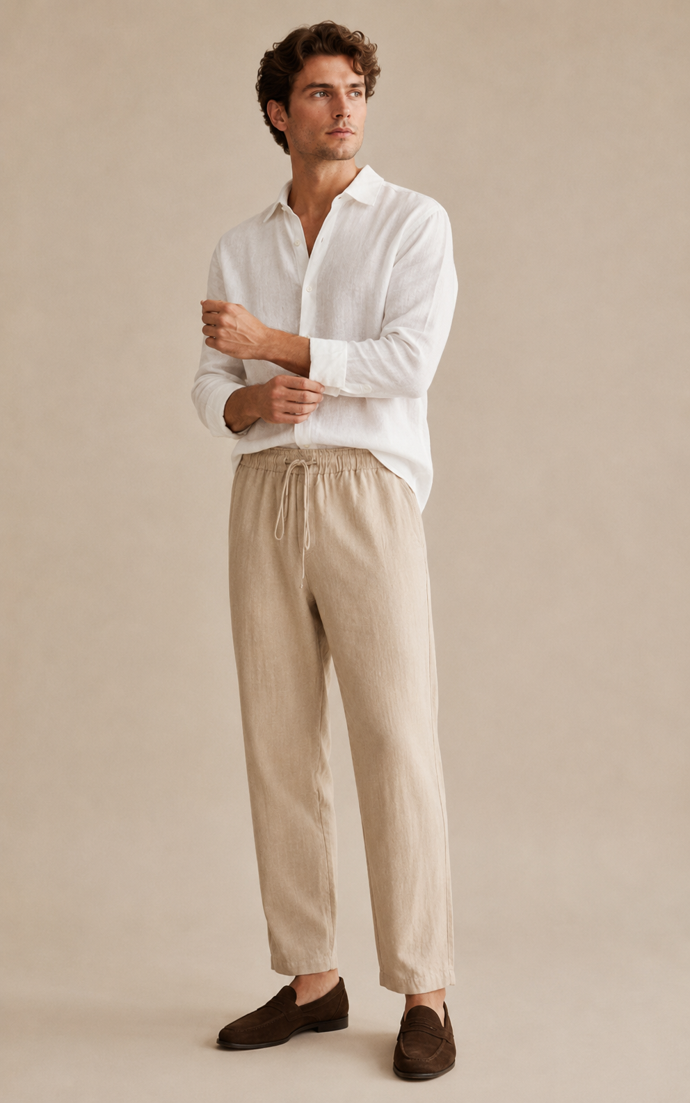 Relaxed Leinen-Mix Hose mit Kordelzug