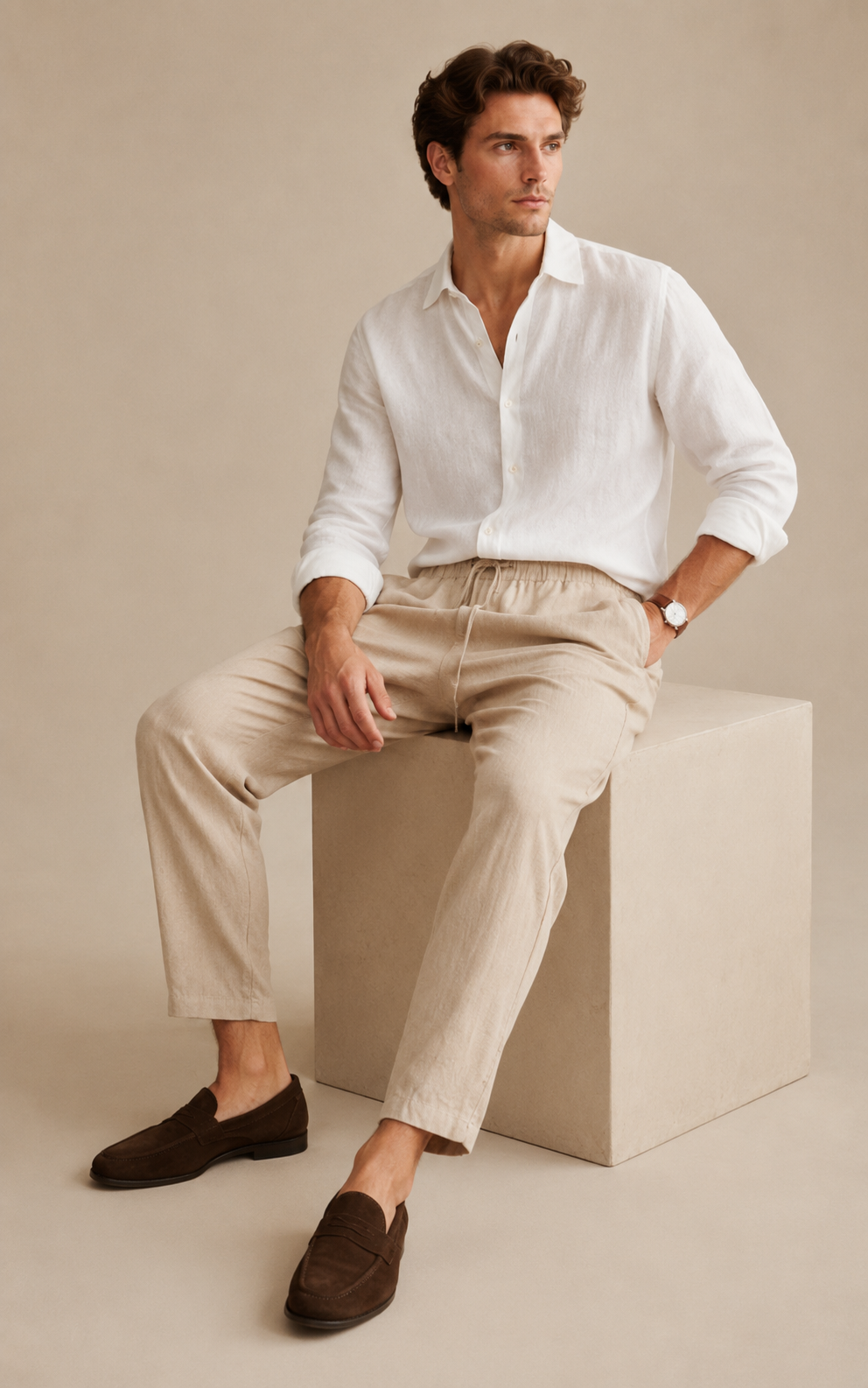 Relaxed Leinen-Mix Hose mit Kordelzug