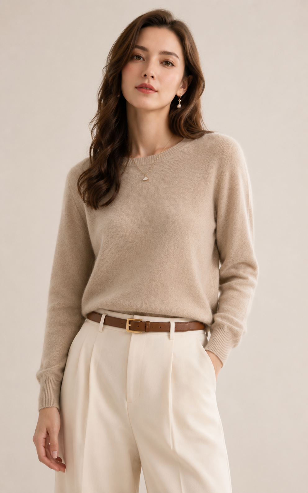 100% Merinowolle Rundhals-Pullover