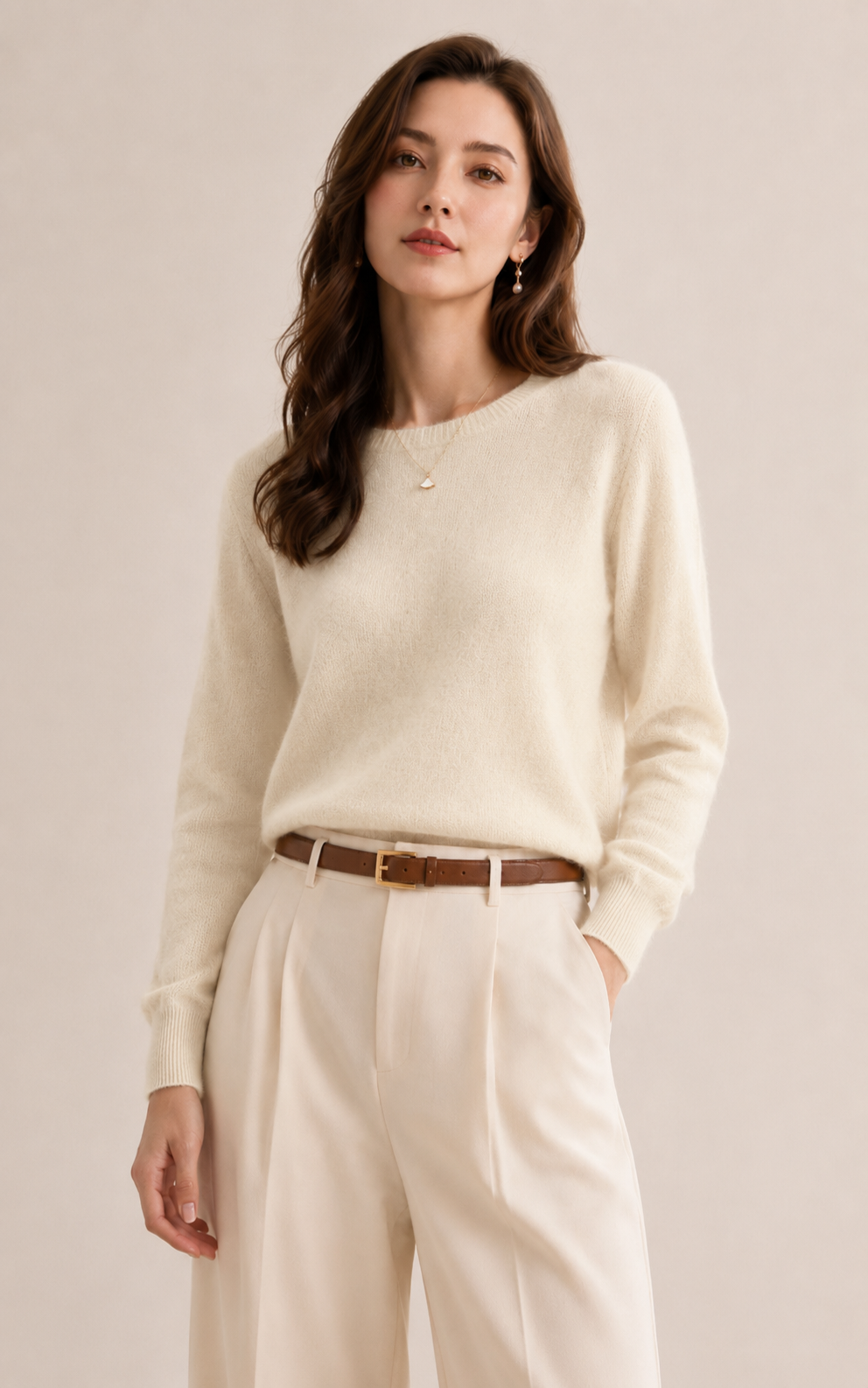 100% Merinowolle Rundhals-Pullover