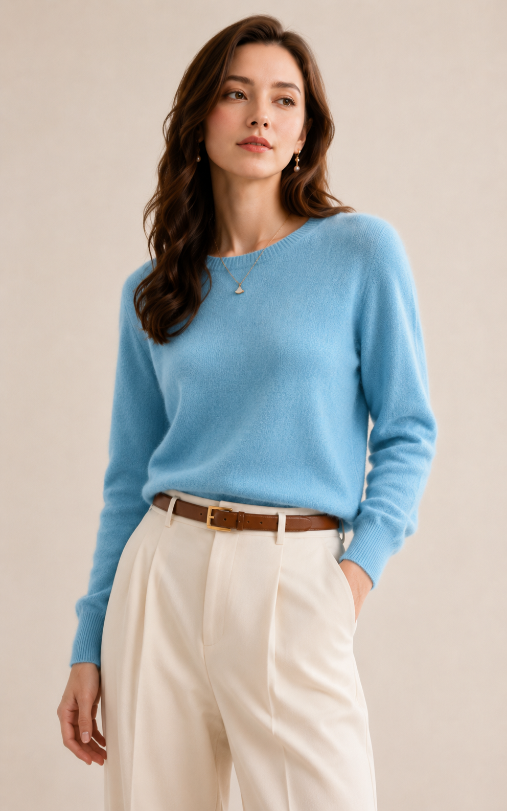 100% Merinowolle Rundhals-Pullover